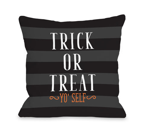 Trick Or Treat Yo Self Stripe - Black Throw Pillow by OBC 18 X 18