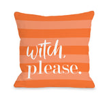 Witch Please Stripe - Orange Throw Pillow by OBC 18 X 18