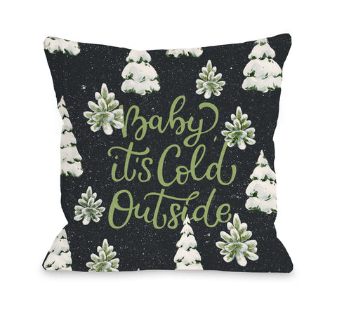 Baby Its Cold Outside Forest - Gray Throw Pillow by OBC 18 X 18