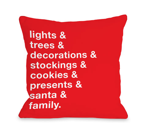 Christmas Words - Red Throw Pillow by OBC 18 X 18