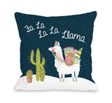 Fa La Llama - Navy Throw Pillow by OBC 18 X 18