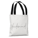 Script Ring Bridal Party - Bridesmaid - White 18" Polyester Tote Bag by OBC 18 X 18