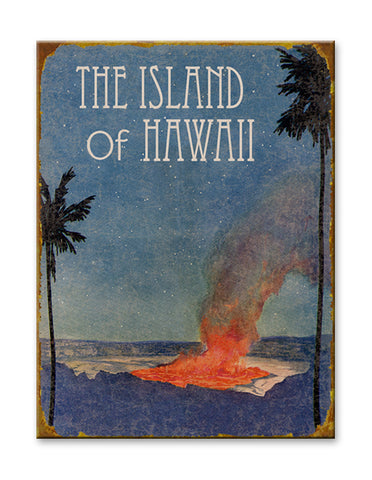 The Island of Hawaii Volcano Wood 28x38
