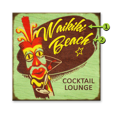 Tiki Cocktail Lounge Wood 28x28