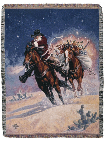 Santas Big Ride Tapestry Throw