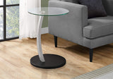 ArtFuzz 24 inch Black and Silver Bentwood and Tempered Glass Accent Table