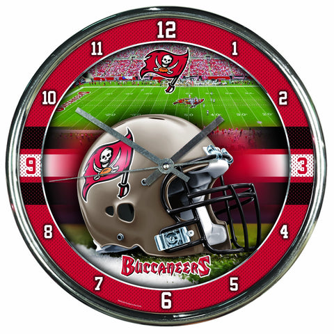 Nfl Football Team Chrome Wall Clock , Tampa Bay Buccaneers , 12-Inch