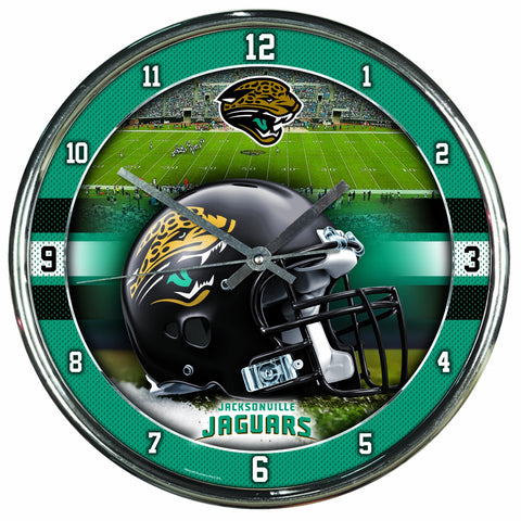 Nfl Football Team Chrome Wall Clock , Jacksonville Jaguars , 12-Inch