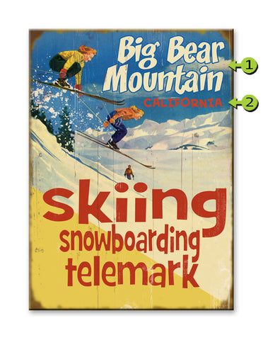 Skiing, Snowboarding, Telemark Wood 23x31