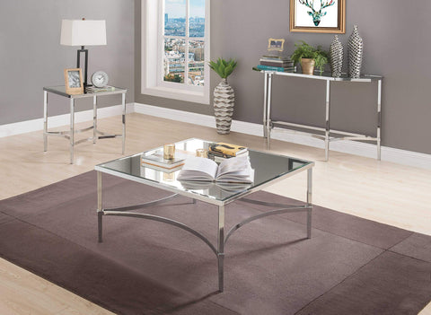 ArtFuzz 36 inch X 36 inch X 18 inch Chrome and Mirrored Coffee Table
