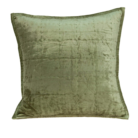 ArtFuzz 20 inch X 0.5 inch X 20 inch Transitional Olive Solid Quilted Pillow Cover