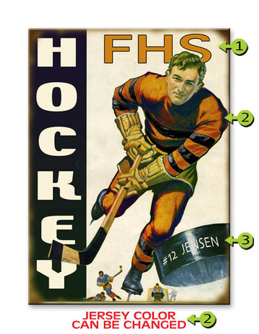 Hockey Player Metal 17x23