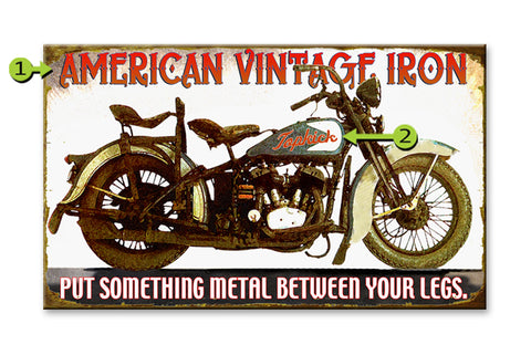 Vintage Motorcyle Metal 28x48