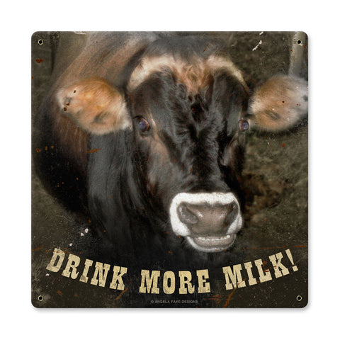 Drink More Milk Metal Sign Wall Decor 12 x 12