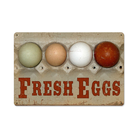 Fresh Eggs Metal Sign Wall Decor 18 x 12