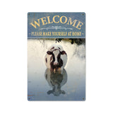 Welcome Cow Metal Sign Wall Decor 18 x 12