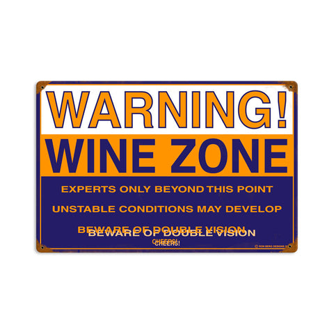 Wine Zone Metal Sign Wall Decor 18 x 12
