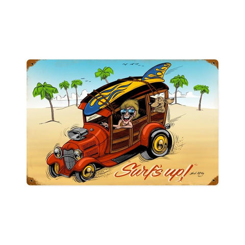 Surfs Up Metal Sign Wall Decor 18 x 12