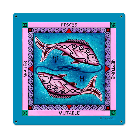 Pisces Metal Sign Wall Decor 18 x 18