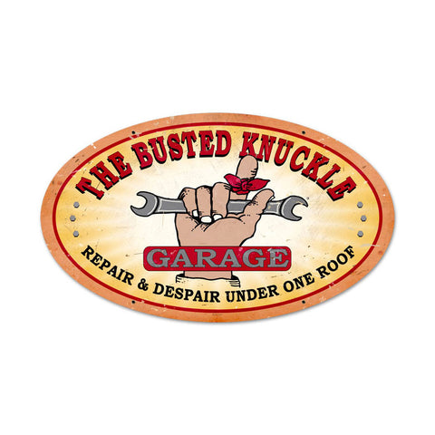Busted Knuckle Garage Metal Sign Wall Decor 24 x 14