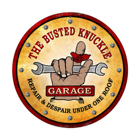 Busted Knuckle Garage Metal Sign Wall Decor 14 x 14