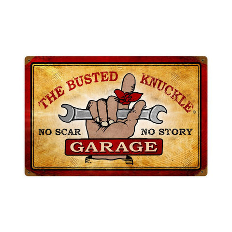 Busted Knuckle Garage Metal Sign Wall Decor 18 x 12