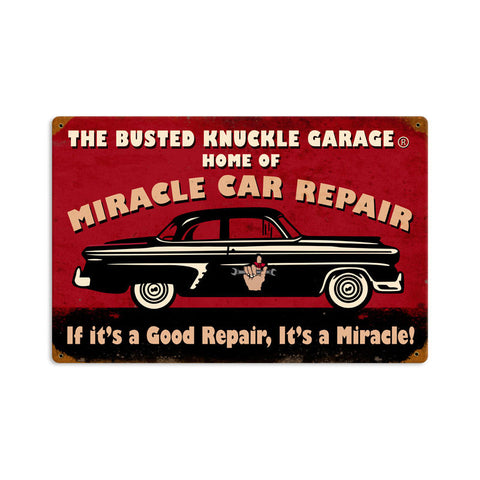 Miracle Car Repair Metal Sign Wall Decor 18 x 12