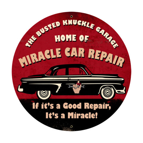 Miracle Car Repair Metal Sign Wall Decor 28 x 28