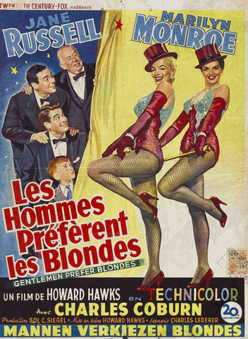 Gentlemen Prefer Blondes 27 x 40 Movie Poster - Belgian Style A