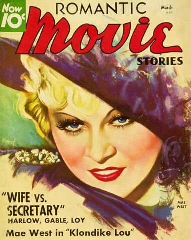 Mae West 11 x 17 Romantic Movie Stories Magazine Cover 1930's Style B