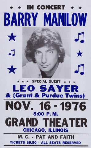 Barry Manilow 11 x 17 Music Poster - Style A