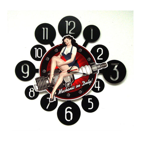 Spark Plug Pinup Metal Sign Wall Decor 24 x 24