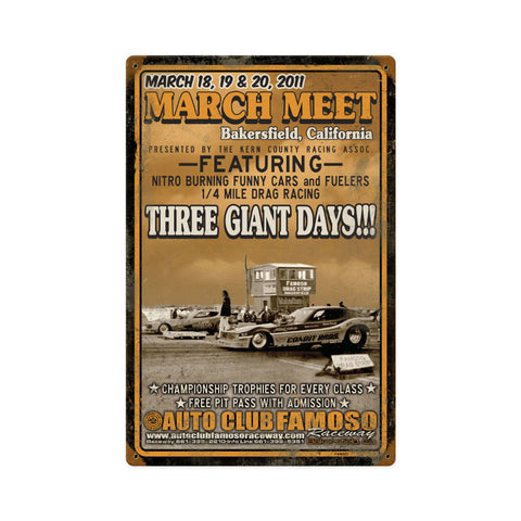 Bakers Field March Meet 2011 Metal Sign Wall Decor 12 x 18