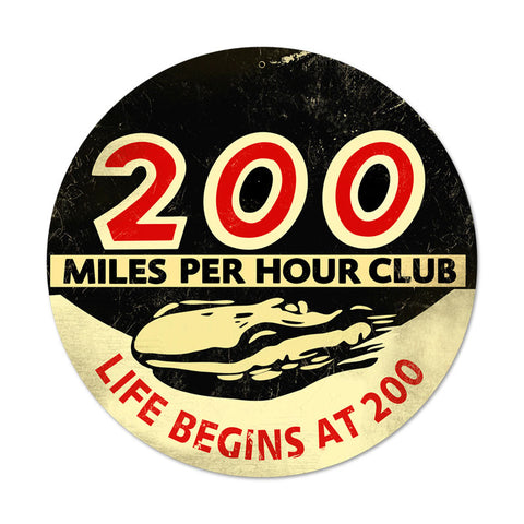 200 MPH Metal Sign Wall Decor 14 x 14