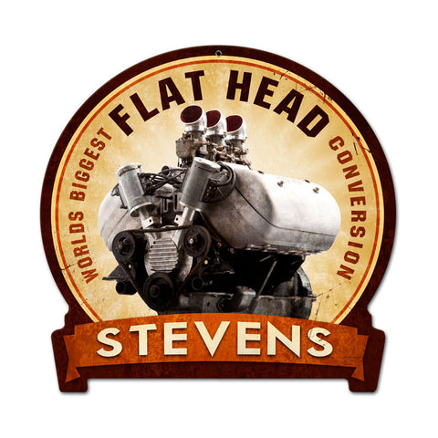 Flat Head Engine Metal Sign Wall Decor 15 x 16