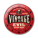 Vintage Evil red skull clock Metal Sign Wall Decor 14 x 14