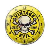 Vintage Evil yellow skull clock Metal Sign Wall Decor 14 x 14