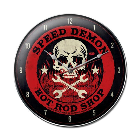 Speed Demon red skull clock Metal Sign Wall Decor 14 x 14