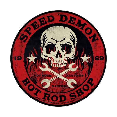Speed Demon red skull 14  Metal Sign Wall Decor 14 x 14