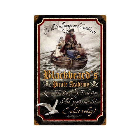 Pirate Academy Metal Sign Wall Decor 12 x 18