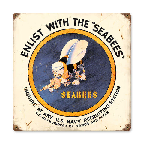 Seabees Metal Sign Wall Decor 12 x 12