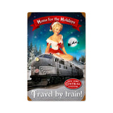Christmas Train Metal Sign Wall Decor 12 x 18