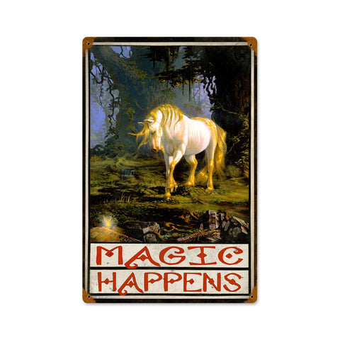 Magic Happens Metal Sign Wall Decor 12 x 18