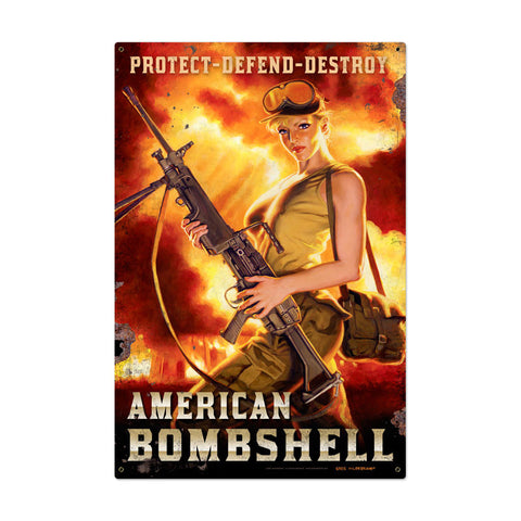 American Bombshell Metal Sign Wall Decor 24 x 36