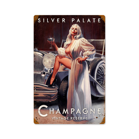Silver Palate Champagne Metal Sign Wall Decor 12 x 18