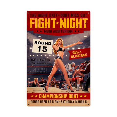 Fight Night Metal Sign Wall Decor 24 x 36