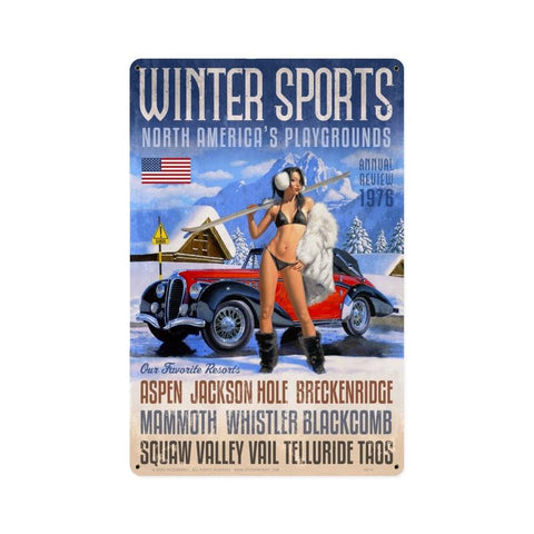Winter Sports Sign Metal Sign Wall Decor 12 x 18