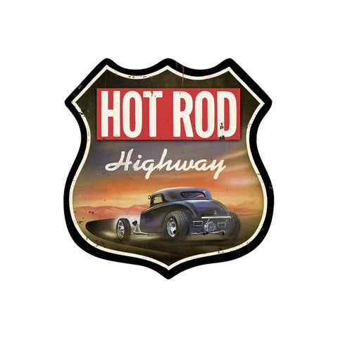 Hot Rod Highway Metal Sign Wall Decor 15 x 15