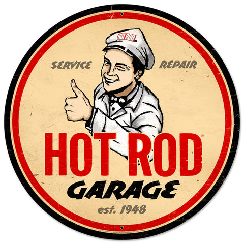 Hot Rod Garage Metal Sign Wall Decor 28 x 28