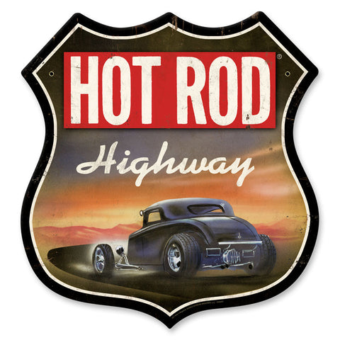 Hot Rod Highway Metal Sign Wall Decor 28 x 28